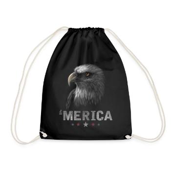 Merica Eagle 4th of July USA Patriotic - Drawstring Bag - black - Front