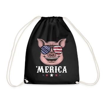 Pig Merica 4th of July American Flag USA - Turnbeutel - Schwarz - Vorne