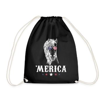Horse Merica 4th of July American Flag USA - Turnbeutel - Schwarz - Vorne