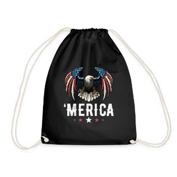 Eagle American Flag 4th of July USA Merica - Turnbeutel - Schwarz - Vorne