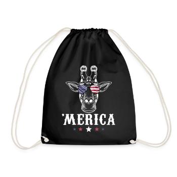 Giraffe Merica 4th of July American Flag USA - Turnbeutel - Schwarz - Vorne
