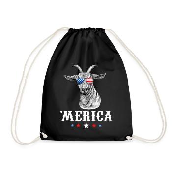 Goat Merica 4th of July American Flag USA - Turnbeutel - Schwarz - Vorne
