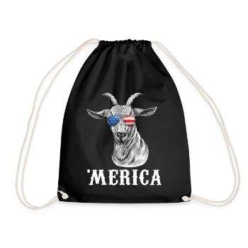 Goat 4th of July American Flag USA Merica - Turnbeutel - Schwarz - Vorne