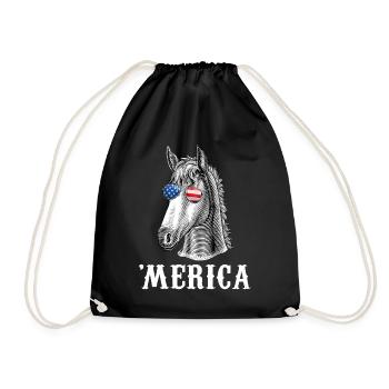 Cheval Merica 4 juillet USA Hommes Femmes American Fl - Sac de sport léger - noir - Devant