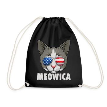 Cat 4th of July USA Kitten American Flag - Turnbeutel - Schwarz - Vorne