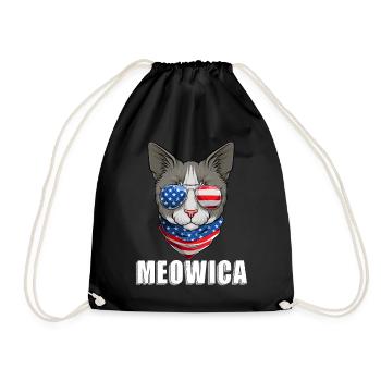 Cat 4th of July Kitten American Flag USA - Turnbeutel - Schwarz - Vorne