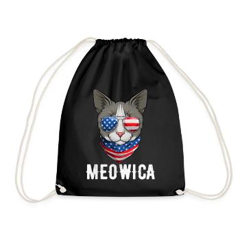 USA Cat 4th of July Kitten American Flag - Turnbeutel - Schwarz - Vorne