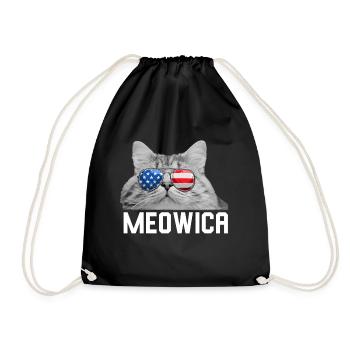Cat 4 juillet Hommes Femmes USA Drapeau américain - Sac de sport léger - noir - Devant