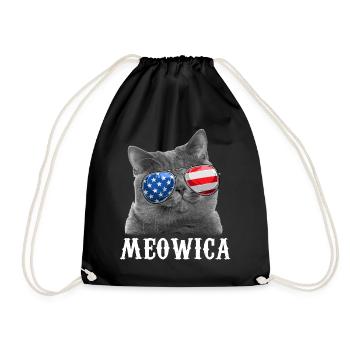 Cat 4th of July Merica USA American Flag - Turnbeutel - Schwarz - Vorne
