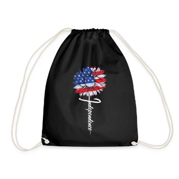 Independence Day Sunflower July 4 - Drawstring Bag - black - Front
