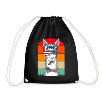 Lama USA Amerikanische Llamas 4. Juli - Turnbeutel - Schwarz - Vorne