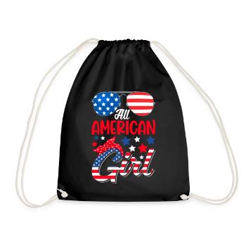 Mädchen Patriotische Frauen USA 4. Juli - Turnbeutel - Schwarz - Vorne