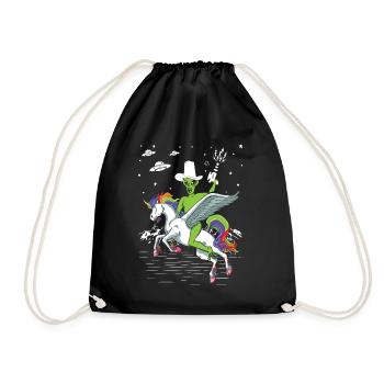 Alien reitet Einhorn Unheimlich - Turnbeutel - Schwarz - Vorne
