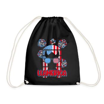 Patriotic Lama USA America Feux d’artifice - Sac de sport léger - noir - Devant