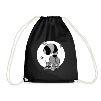 mignon raton laveur, chemise, chemise de couchage, sweat à capuche, bande dessinée - Sac de sport léger - noir - Devant