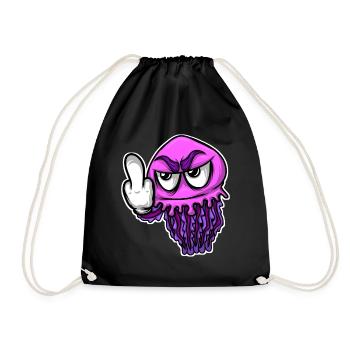 Jelly Fish Middle Finger Jellyfish - Drawstring Bag - black - Front
