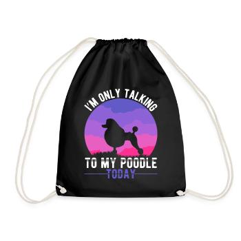 Poodle Mama Dog Introverted Poodle Mom - Drawstring Bag - black - Front