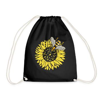 Sunflower Bee lovers Beekeeper honey - Drawstring Bag - black - Front