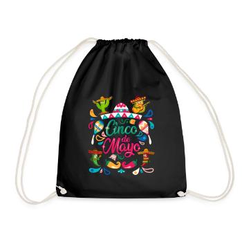Cheerful Cinco De Mayo Mexican Fiesta - Drawstring Bag - black - Front