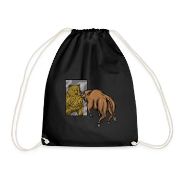 Stock Market Trader Investor Bull Vs Bear - Drawstring Bag - black - Front