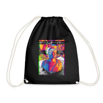 Roman Statue Greek Glitch Vaporwave - Drawstring Bag - black - Front