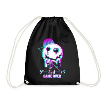 Game Over Aesthetic Goth Vaporwave Sad - Drawstring Bag - black - Front