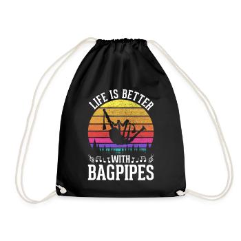 Bagpipe Musician Musical Instrument Bagpiper - Drawstring Bag - black - Front