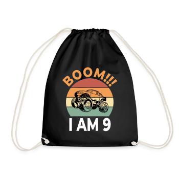 Boom I Sur 9 Kids Monster Truck Retro Anniversaire - Sac de sport léger - noir - Devant