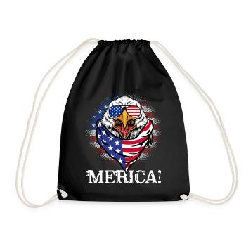 Patriotic Eagle Merica July 4 - Drawstring Bag - black - Front