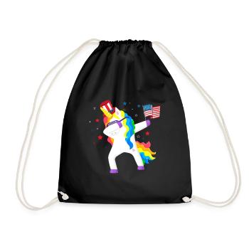 Tupfende Einhorn Liebhaber 4. Juli USA - Turnbeutel - Schwarz - Vorne