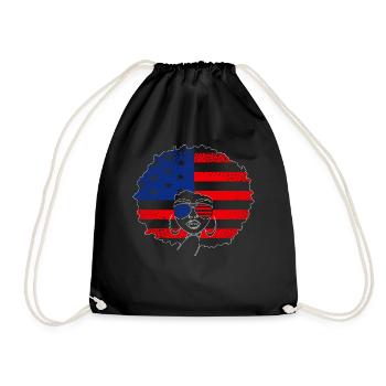Patriotic African-American Woman July 4 - Drawstring Bag - black - Front