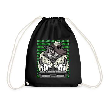 Hacker Wolf im Schafspelz Cybersicherheit - Turnbeutel - Schwarz - Vorne
