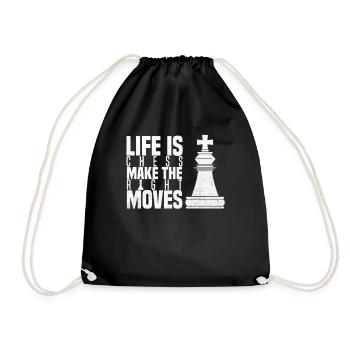 Life Is Chess Make The Right Moves Chess Player - Drawstring Bag - black - Front