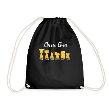 Cheese Chess Chess Pieces Cheese Chess Player - Drawstring Bag - black - Front