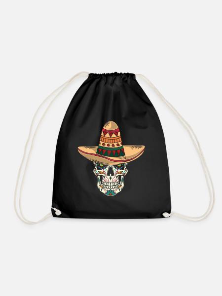 Crâne mexicain Sombrero Cinco de Mayo - Sac de sport léger - noir