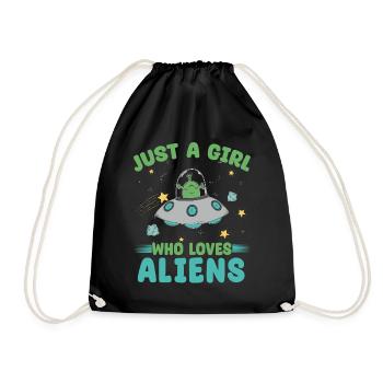 Girl Alien UFO Galaxy - Drawstring Bag - black - Front