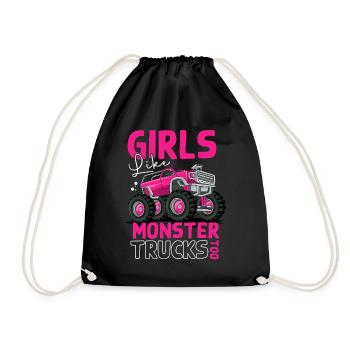 Coole Monster Trucks Mädchen Monster Truck - Turnbeutel - Schwarz - Vorne