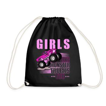 Monster Trucks Girl Funny - Drawstring Bag - black - Front