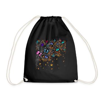 Cute Butterfly Tree Women Girl - Drawstring Bag - black - Front