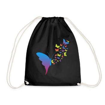 Niedlicher Schmetterling Herz Pastellfarbene - Turnbeutel - Schwarz - Vorne
