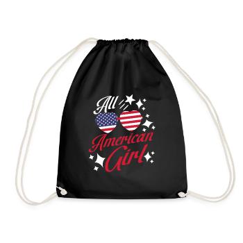 Girls America Women USA July 4 - Drawstring Bag - black - Front
