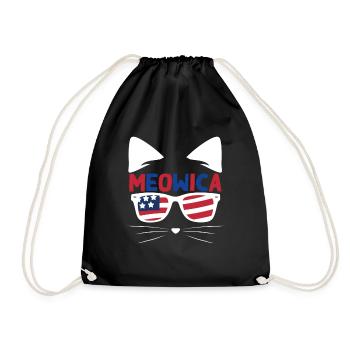 Meows America USA Patriotic Cat 4 juillet - Sac de sport léger - noir - Devant