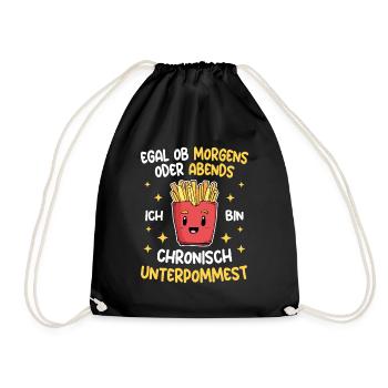 Pommes Morgens Abends Chronisch Unterpommest - Turnbeutel - Schwarz - Vorne