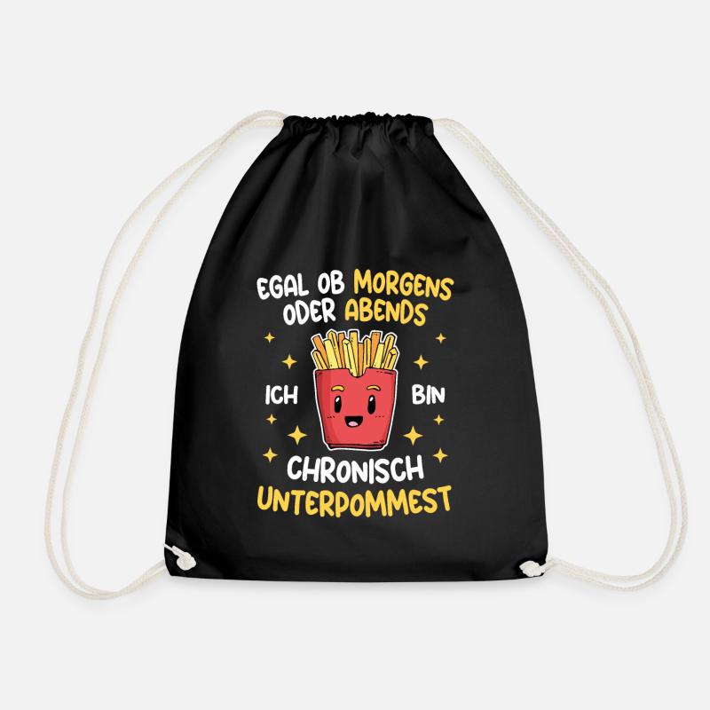 Pommes Morgens Abends Chronisch Unterpommest - Turnbeutel - Schwarz