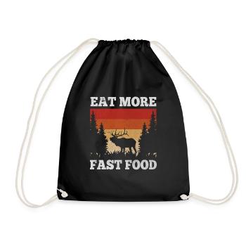 Eat More Fast Food Retro Gift - Drawstring Bag - black - Front