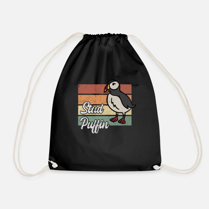 Vintage Puffin - Turnbeutel - Schwarz