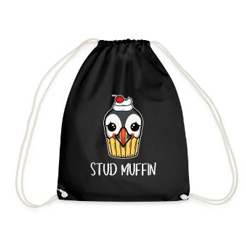 Stud Muffin Puffin Papageientaucher Wortspiel - Turnbeutel - Schwarz - Vorne