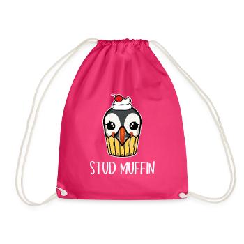 Stud Muffin Puffin Papageientaucher Wortspiel - Turnbeutel - Fuchsia - Vorne