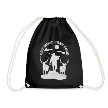 Eat More Fast Food Hunters Gamekeepers Hunting Lovers - Drawstring Bag - black - Front