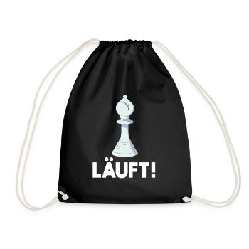 Schachfigur Läufer Wortspiel Läuft Schachspieler - Turnbeutel - Schwarz - Vorne